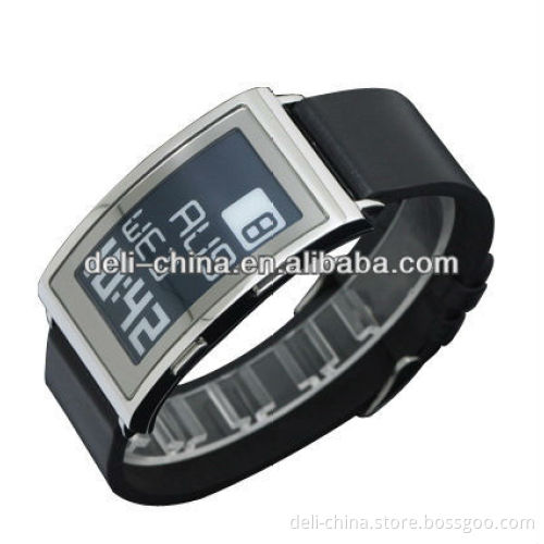 E Ink Watches Stainless Steel Case Silicone Strap